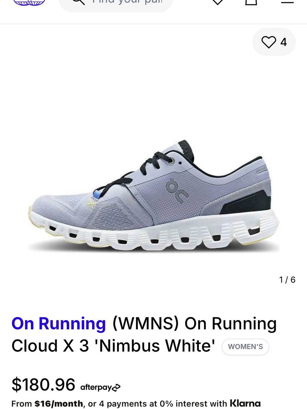 On Running Cloud X3 womans Running Shoe - Nimbus White sz 6 w new in box